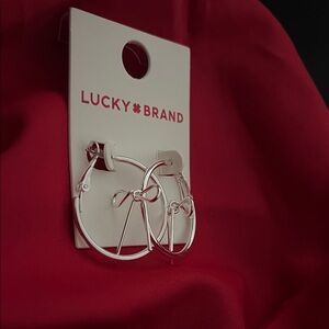 Lucky Brand Silver Hoop Earrings with Dangle Charms